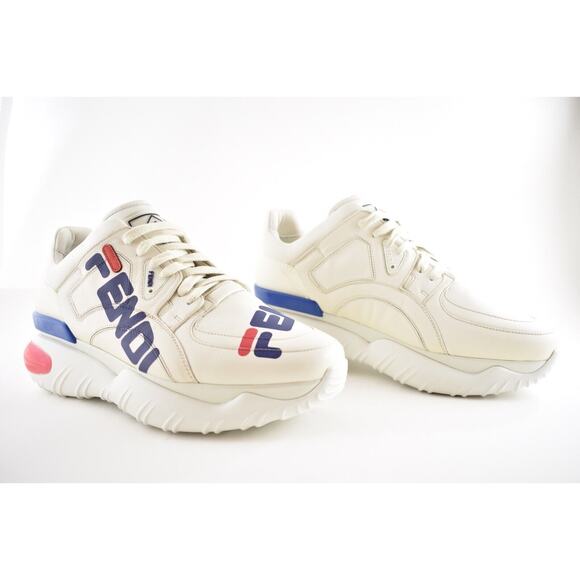 Fendi Mens Chunky Mania Logo White Platform Flat Trainer Sneaker UK 10.5 US 11.5 - Picture 2 of 12